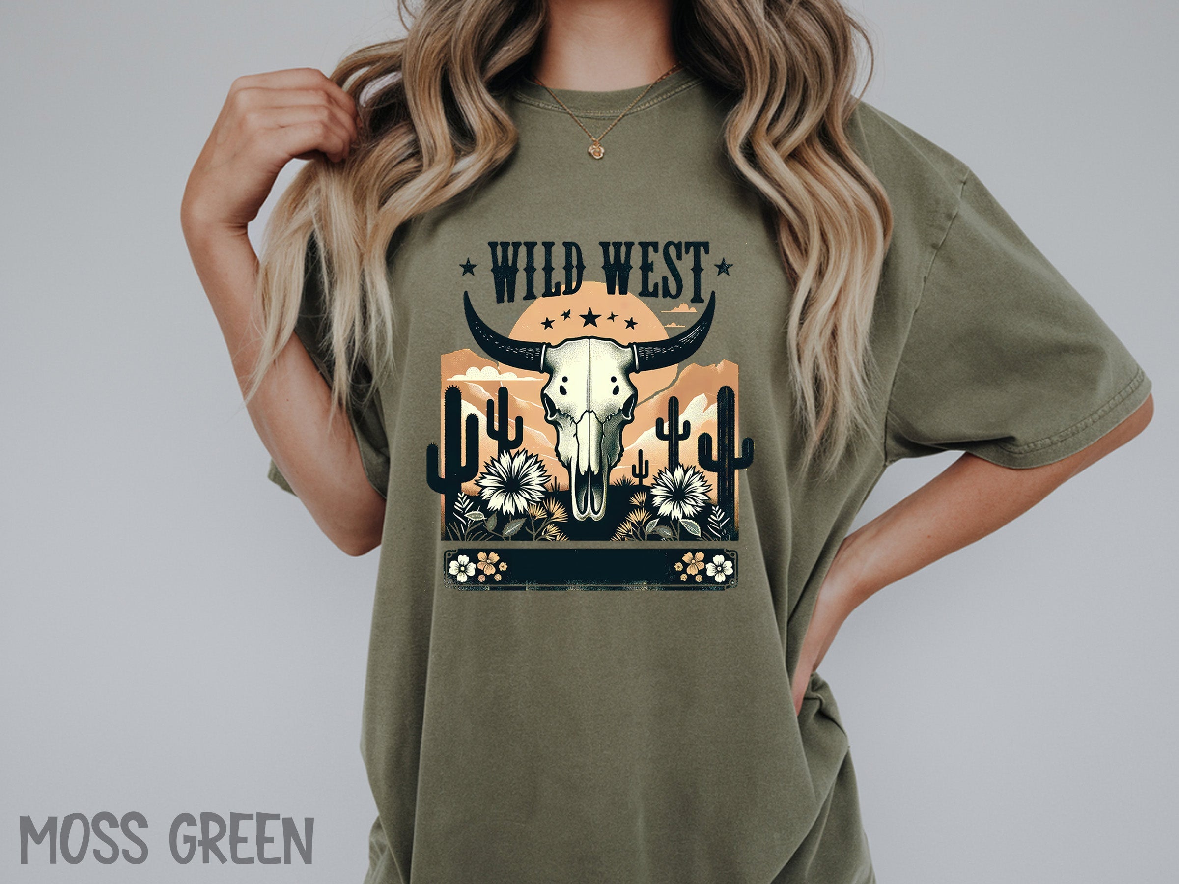 western 040 cow print bow tee