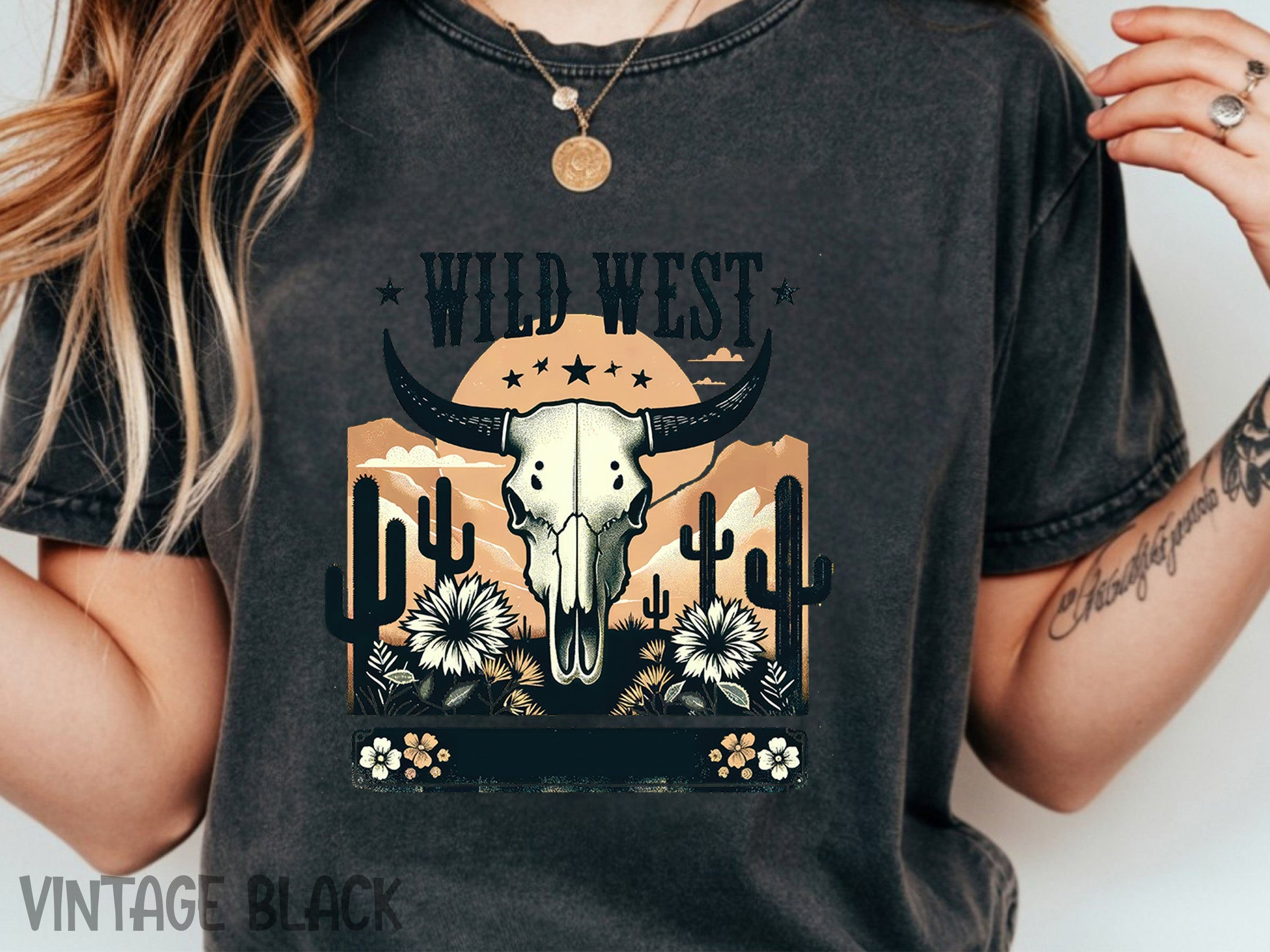 western 040 cow print bow tee