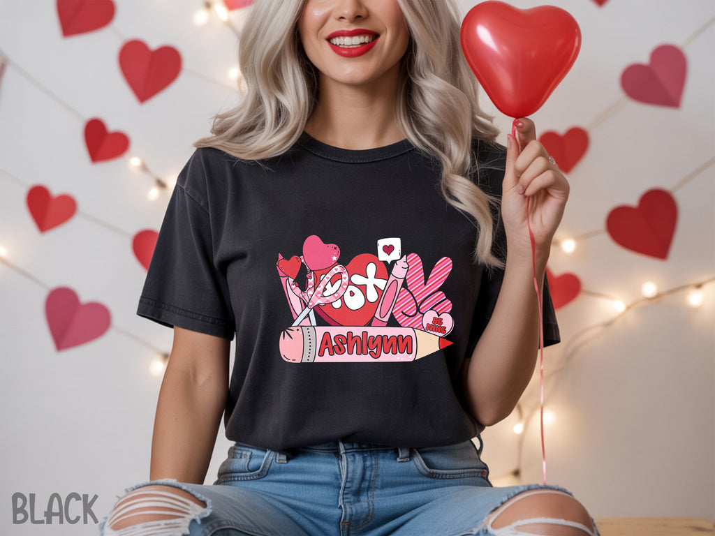 personalized 089 school supply valentine teacher personalized youth tee