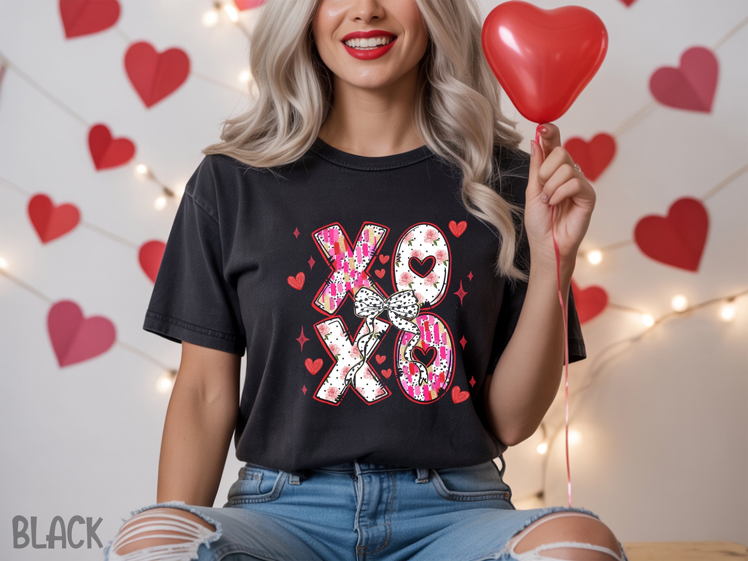 valentines 008 xoxo valentines bow tee
