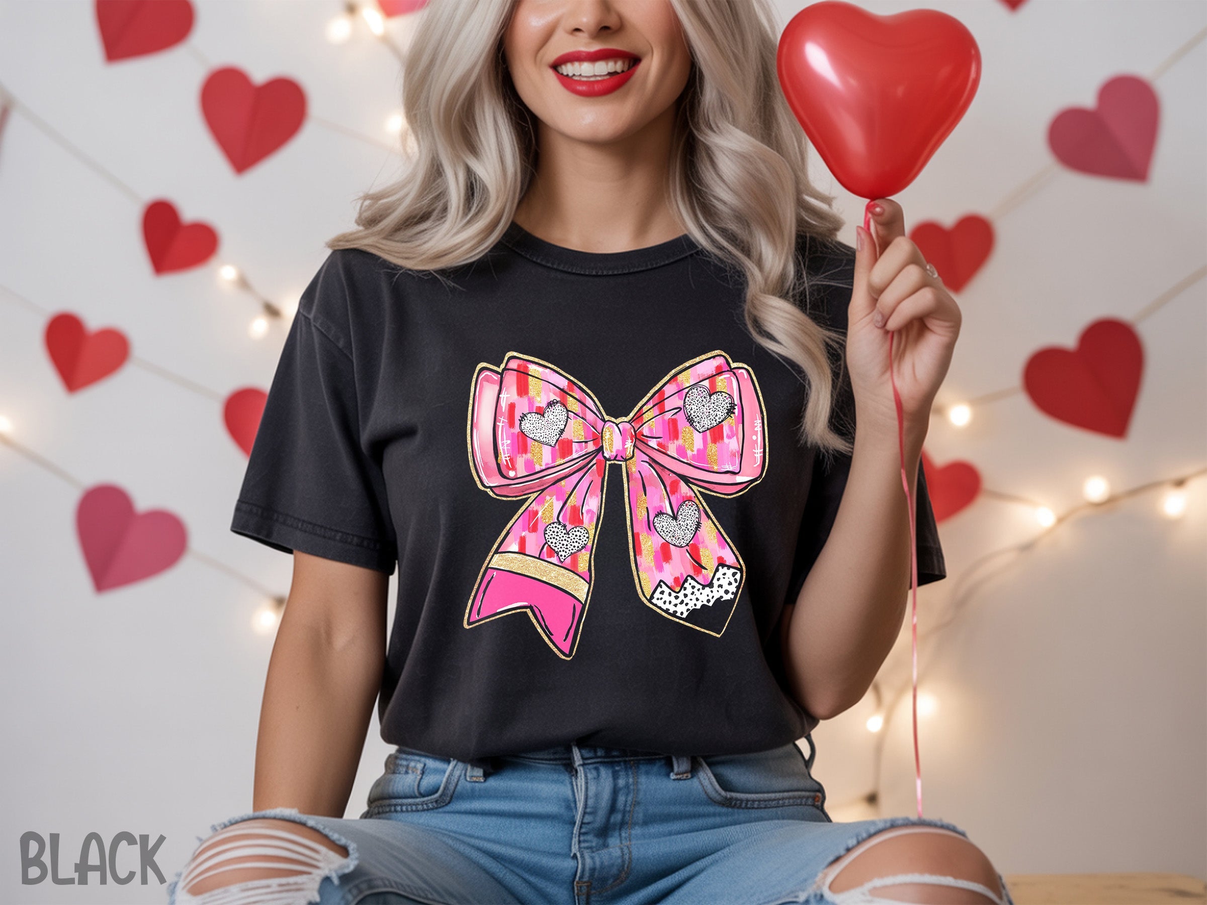 valentines 031 pencil bow valentine teacher dtf transfer