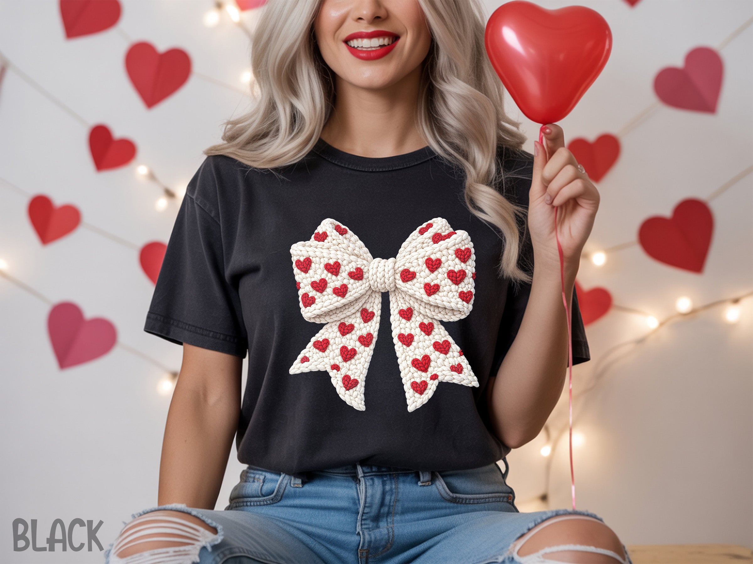 valentines 067 love crochet bow dtf transfer