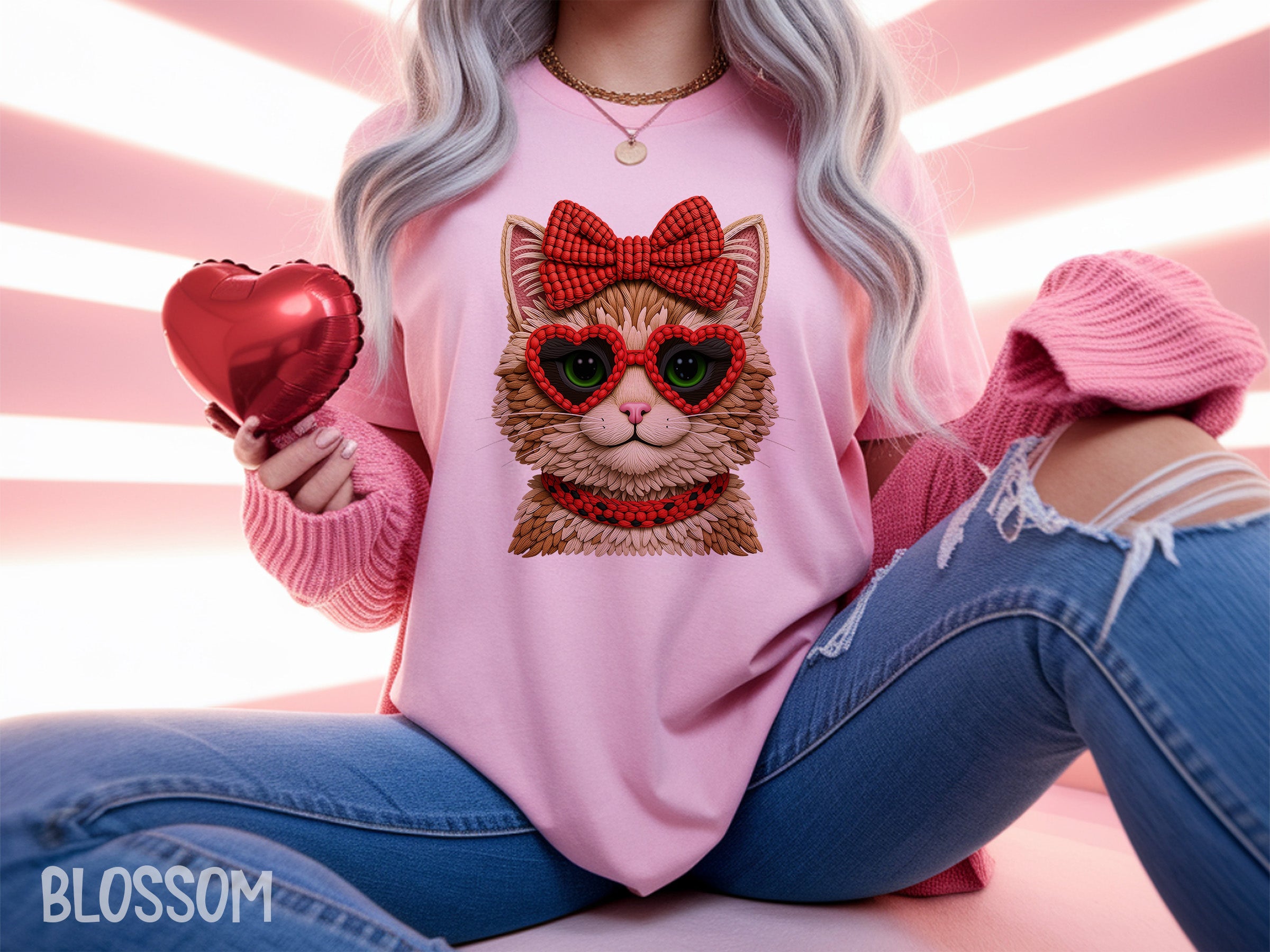 valentines 098 crochet valentine kitten dtf transfer