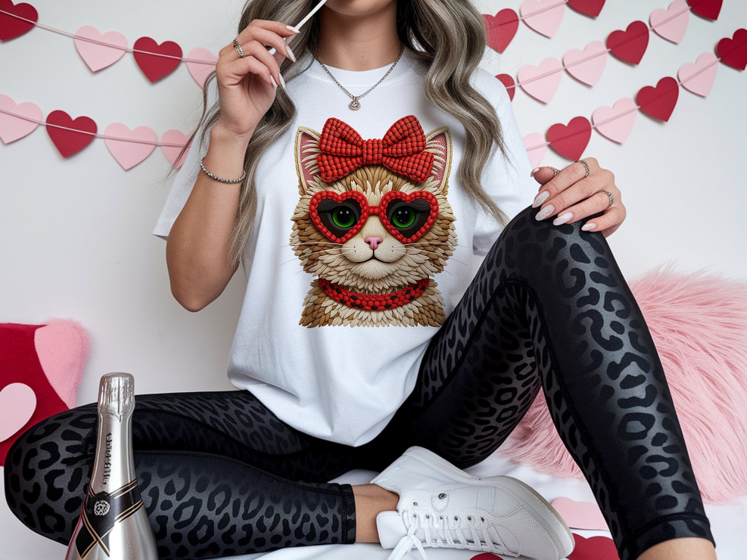 valentines 098 crochet valentine kitten dtf transfer